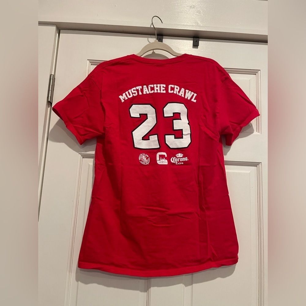 Red Chicago Mustache Crawl T Shirt - Picture 4 of 4